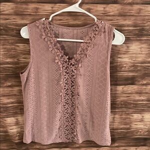 Ruffled Pink Blouse with Lace Detail